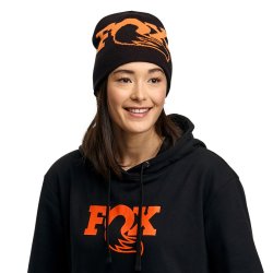 FOX Beanie, logo orange, one size, black